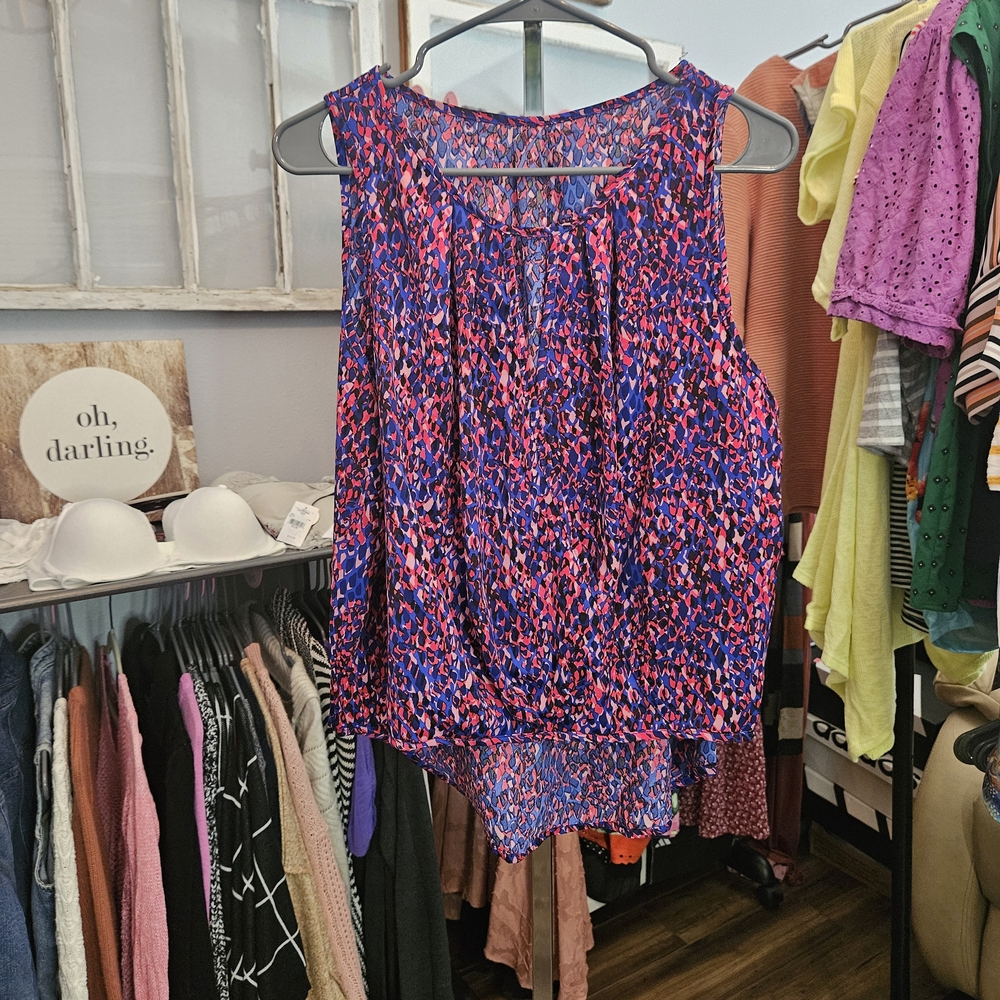 Chic Women's Sleeveless Blouse in Pink and Blue